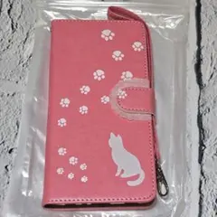 GalaxyA52 5G 猫デザイン 手帳型スマホケース ピンク