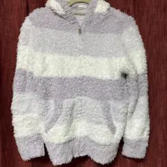 ジェラートピケ　パジャマ 紫 白 ボーダー　FREE SIZE