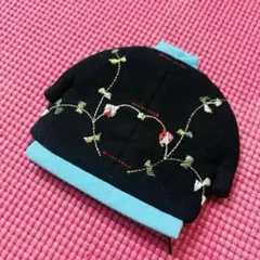 刺繍入り ポーチ チャイナ服 ブラック×ライトブルーのサムネイル