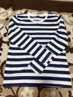 無印良品レディース 長袖 ボーダー Tシャツ ネイビー ホワイト