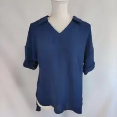 FASHION STAR QUALITY 半袖ブラウス ネイビー ゆったり