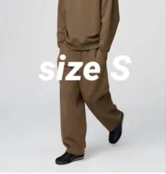 【一度着用】ユニクロ スウェットワイドパンツ 男女兼用S 丈長め ブラウン