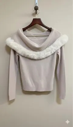 GRL ファー付きケープ風ニットトップス an1344 ピンク