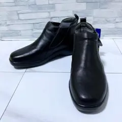 新品 ムーンスター サイドゴアブーツ 本革 防水 軽量 ブラック 23 4E