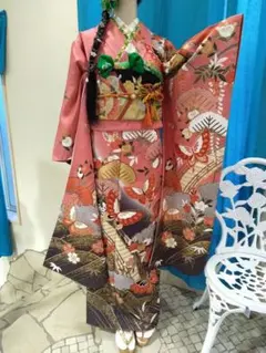 振袖フルセット、正絹、成人式、重ね衿帯揚げ帯締め、西陣袋帯、襦袢