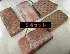現品のみ売り切り❗️豪華５点セット　花柄刺繍 和装用バッグ 　オレンジ、金、