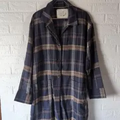 No jean 薄手　チェックシャツ コート　L