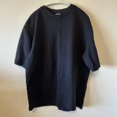 UNIQLO U ブラック エアリズムコットンオーバーサイズTシャツ/5分袖