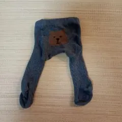 クマ刺繍 グレー ベビータイツ