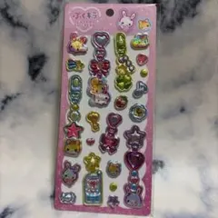 フワフワらびちゃん ぷくキラチャームステッカー 平成レトロ シール　ピンク