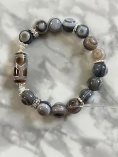 銀線亀甲天珠、天眼瑪瑙のブレスレット