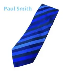 Paul Smith ブルー系のストライプピンク色の薔薇柄ネクタイシルク100%