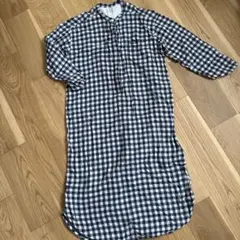 マタニテワンピース　チェック　ネイビー　無印良品　コットン　入院着