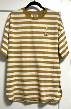 ハピンズ　ディズニー　プーさん　Ｔシャツ　ボーダー　カラシ色