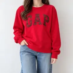 GAP トレーナー プルオーバー ラメ デカロゴ レッド 赤 Mサイズ y2k