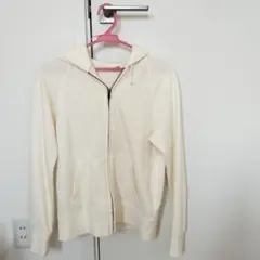 ホワイト スウェット生地　フルジップパーカー　UNIQLO M