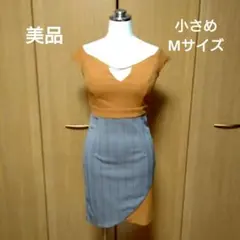からし色ヘリボーンタイトミニワンピのサムネイル