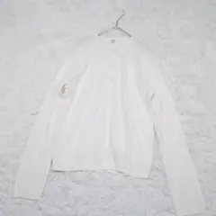 ユニクロ メリノ リブ クルーネック ショート カーディガン 白 丸首