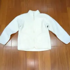 無印良品 ホワイト ジップアップ ボア フリースジャケット XS-S