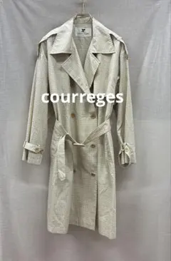 P375◯ courreges クレージュ トレンチコート 薄手 チェック