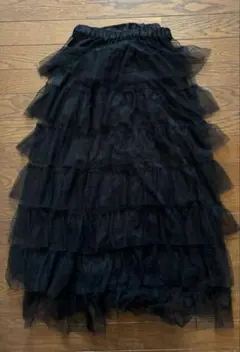 LOWRYS FARM ブラック　ティアードチュールスカート