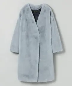 新品未使用◆ボリュームファー ノーカラーコート