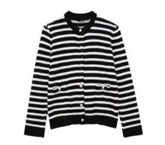 ZARA ゴールドボタン　ニットカーディガン　ボーダーカーディガン