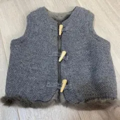 リバーシブルファーニットベスト　グレー