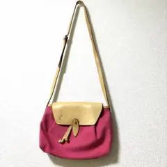 希少★f.comparer キャンバス レザー ショルダーバッグ ピンク 本革