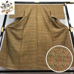 MK-1268 小紋 立涌 花唐草 しつけ糸 芥子色