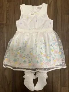 motherways 花柄ワンピース 97サイズ　レース靴下9〜14cm付き