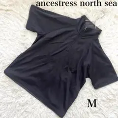 美品✨【ノースシー】半袖ジップアップ ポロシャツ 速乾性抜群 ブラック M 黒