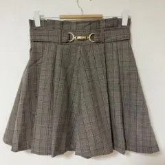 abc une face チェック ショートパンツ キュロット 茶色 ブラウンのサムネイル