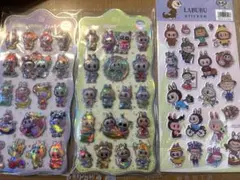 LABUBU ホログラムキャラクターシール 3シートセット