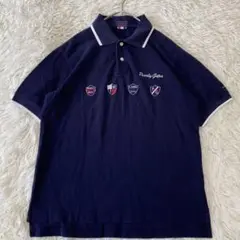 【美品✨】パーリーゲイツ ポロシャツ GOLF ワッペン ネイビー F