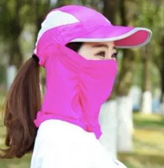 a73【新品】日除け UVカット 帽子 レディース 熱中症 ピンク 29