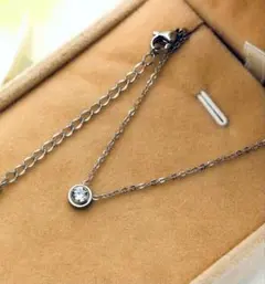 一粒ダイヤネックレス ステンレスネックレス シルバー