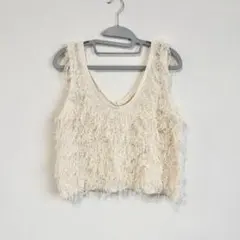 LOWRYS FARM 【前後着用可能】フリンジニットベスト