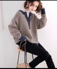 クラシカルカルエフ　2way ジャガー柄オーバーサイズニット