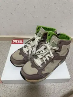 DIESEL ハイカットスニーカー ベージュ/ブラウン/グリーン 22.5