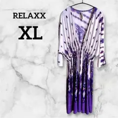 RELAXX 【XL】フラワープリント ワンピース 1Xパープル