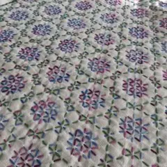 刺し子ふきん　かごめアレンジ(紫、水色、ピンクのグラデーション)