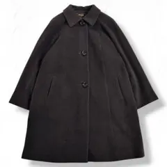 アンゴラ65%×日本製】マキシ丈比翼ロングコート チャコールグレー XL 