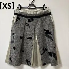 【XS】PETALE ペタル　フレアスカート グレーと黒のツイード