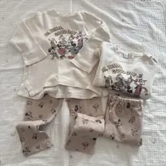 しまむら ディズニー ミッキー パジャマ 100 双子 ペア