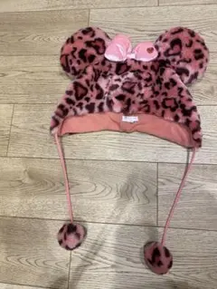 【希少】ディズニーファンキャップ　レオパード　ひょう柄　ピンク　ミニー