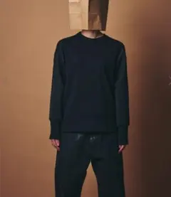 m.u japoness ブラックトップス トレーナー リブ袖