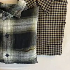 UNIQLO U ユニクロ ネルシャツ ブラック グリーンチェック 2点セット