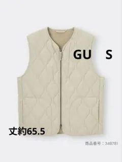 [美品]GU ヒートパデッドキルティングベストSW ベージュ S