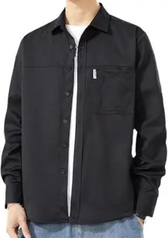 シャツ メンズ 長袖 カジュアル ゆったり 無地 L